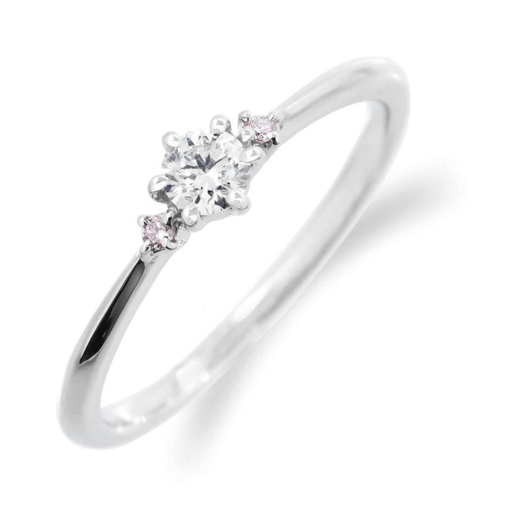 LEGAN Pink Diamond Engagement Size Up Natural Diamond Engagement Wedding Made in Japan 2-Stone Ring, 9, Platinum, 0.1ct Ring, Ring, Women's,