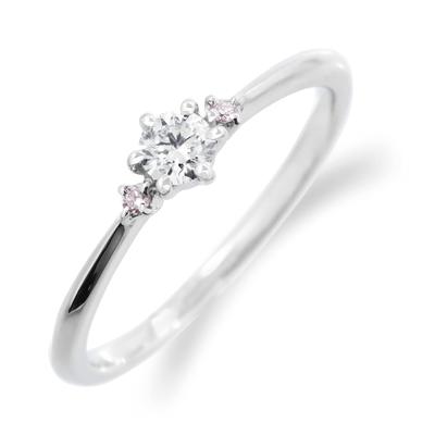 LEGAN Rosa Diamant Verlobung Eine Nummer größer Naturdiamant Verlobung Hochzeit Hergestellt in Japan 2-Stein-Ring, 9, Platin, 0,1 Karat Ring, Ring, Damen,