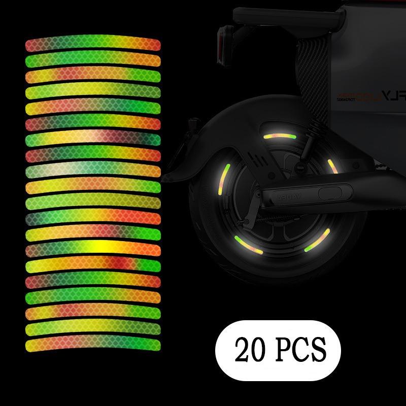 20pcs Car Wheel Reflective Colorful Laser Luminous Tire Anti-collision Stickers Personalized Creative Motorcycle Electric Car Stickers