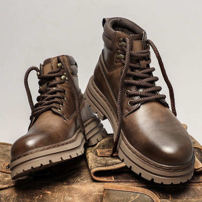 

Men s Retro High-Top British Style Leather Motorcycle Boots 45