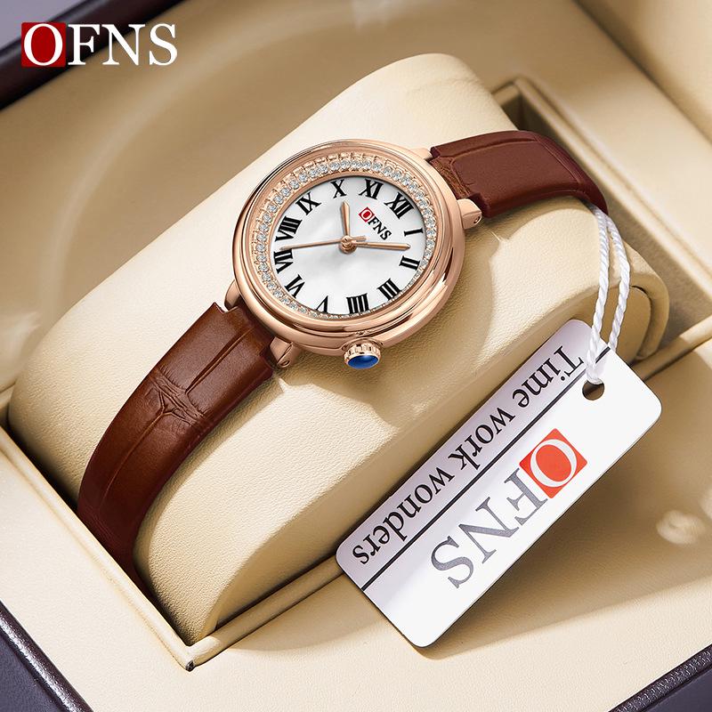 Oufanny Luxury Elegant Ladies Quartz Wristwatch with Mother-of-Pearl Dial and Rhinestones
