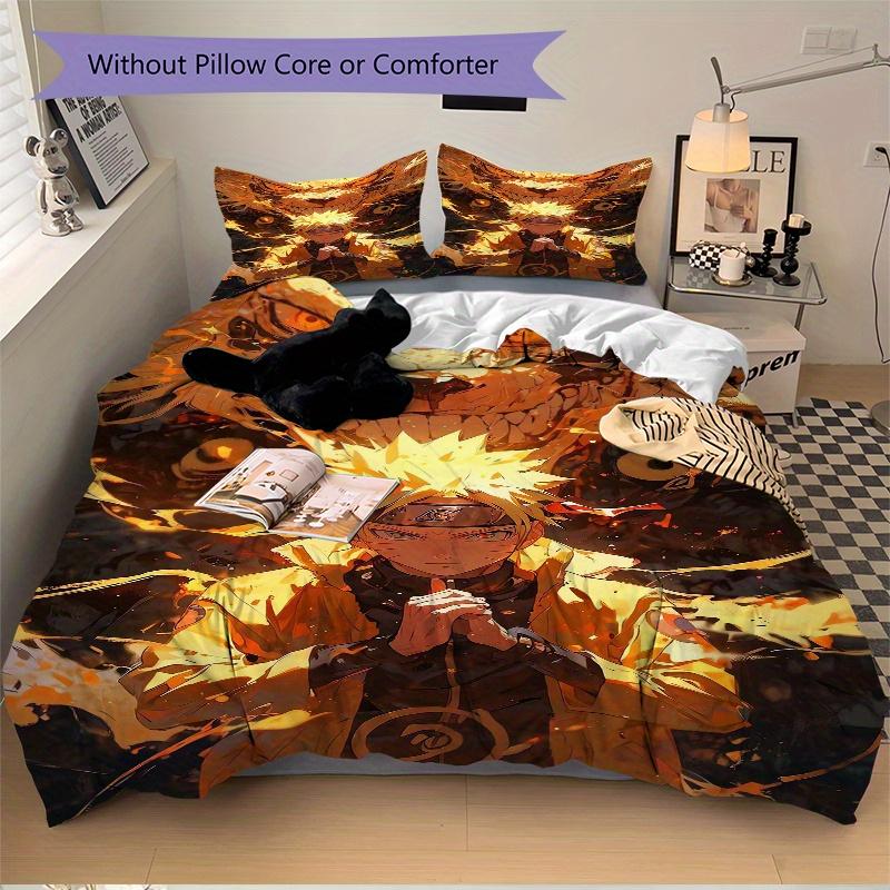 3pcs Naruto Nine Tailed Fox Design Quilt Cover Set - Soft and Cozy Bedroom, Guest Room and Dorm Decorative Bedding 3-Piece Set 1 Quilt Cover + 2 Pillo