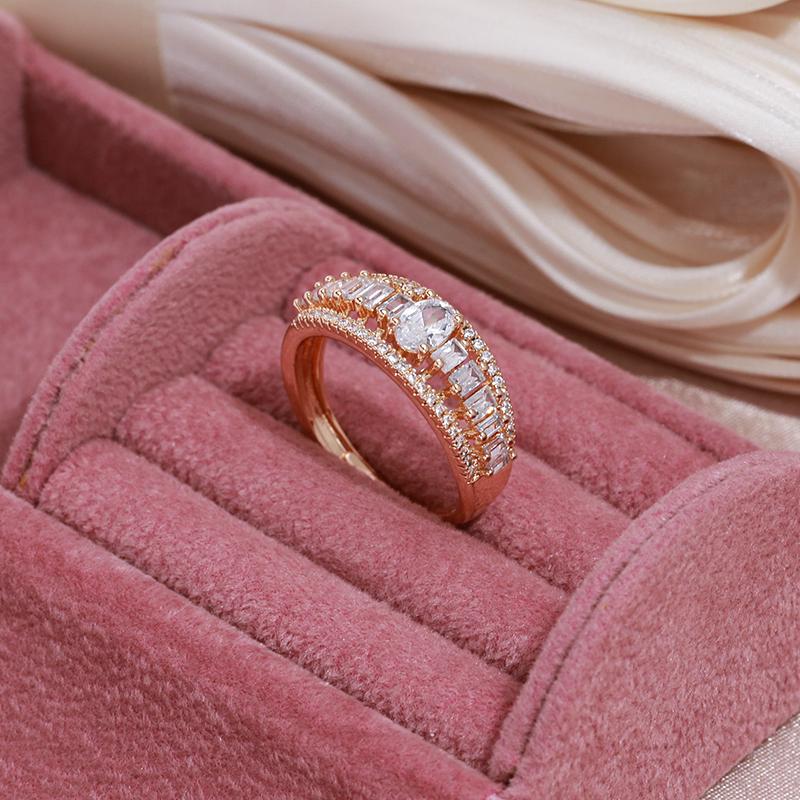 Kinel Luxury Natural Zirconia Full Pave Ring For Women Size Adjustable
