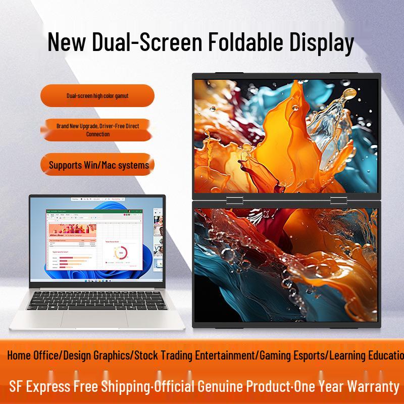 Multi-Screen Portable Notebook Expansion: Dual and Triple Screen Display for Convenient Use and Efficient Stock Trading.