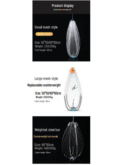 Automatic Retractable Crab Trap: Weighted Steel Wire Cage for Sea, River, and Swimming Crabs; Opens and Closes Easily.
