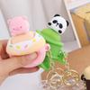 Panda Little Bear Piggy Animal Doll Keychain Silicone Car Key Ring Decompression Key Chain  Couple