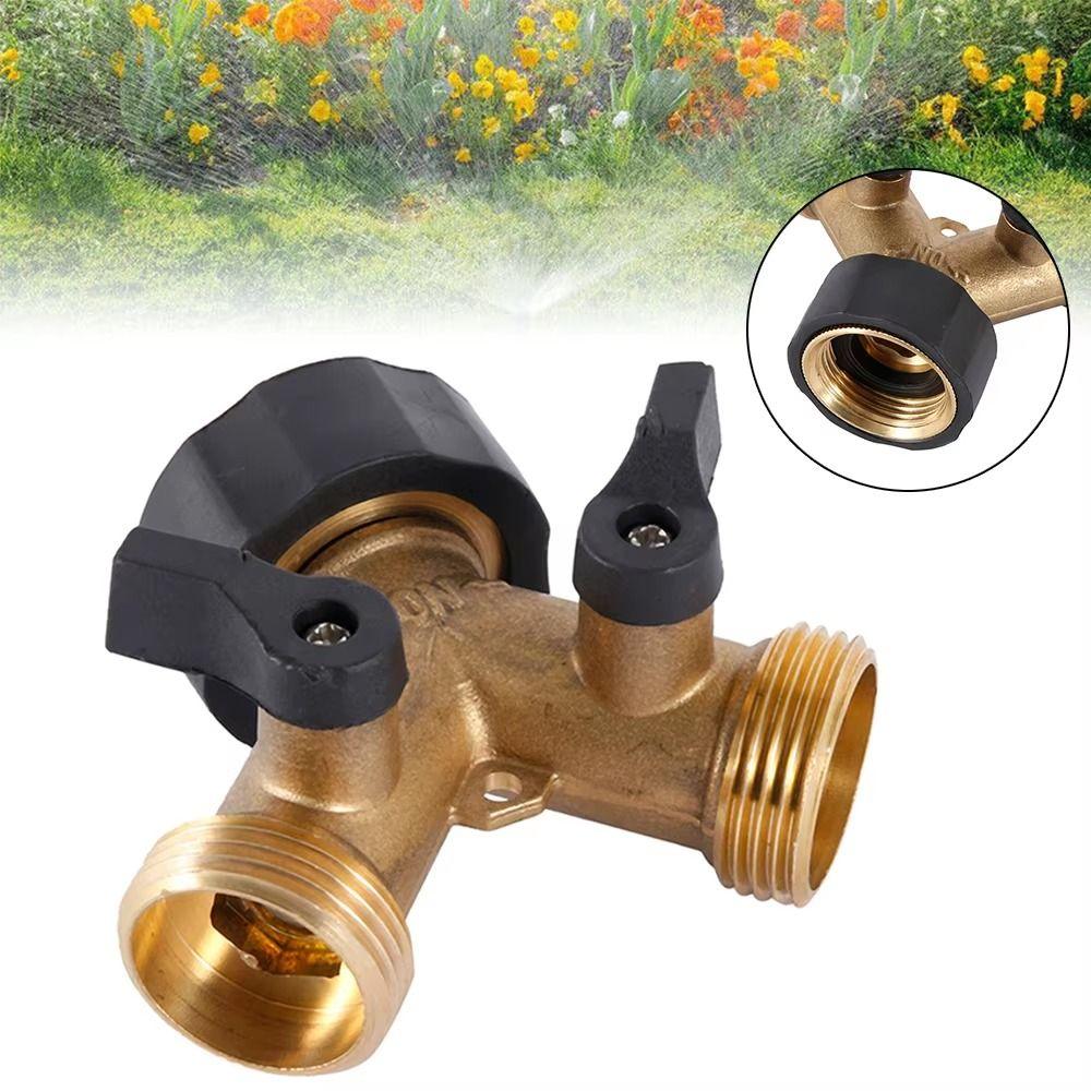 Heavy Duty Y Valve Brass Quick Connector Diverter Garden Hose Splitter Outdoor Faucet