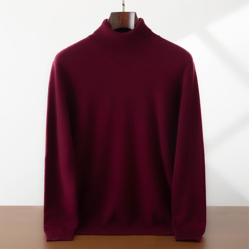 New cashmere sweater high lapel neck pullover solid color loose knitting
