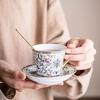 European Enamel Ceramic Coffee Cup & Saucer Set, Elegant Afternoon Tea Cup Set