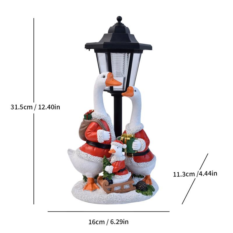 Solar Powered Outdoor Christmas Goose Decor - Family Of Three Resin Garden Path Light Yard Lawn Decoration