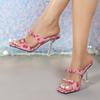 Size 35-46 Black Green Shoes For Women Summer Fashion Fruits Butterfly-Knot Square Toe Transparent Heels Slippers Sandals