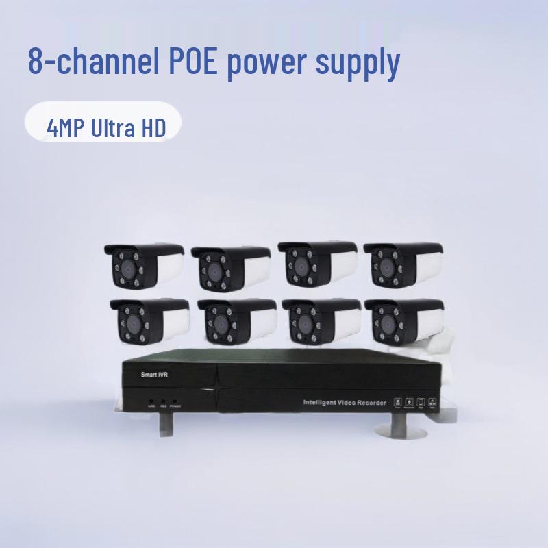 8-Channel 4MP Outdoor PoE Surveillance Camera Kit with HD Dual Light Night Vision
