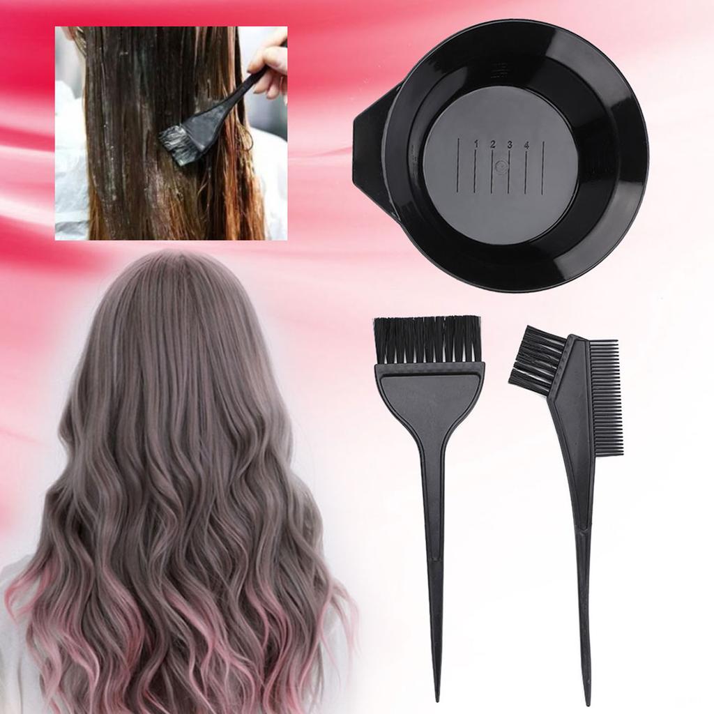 3pcs Hair Coloring Brush and Bowl Set Professional Hair Salon Dyeing Perming Tools