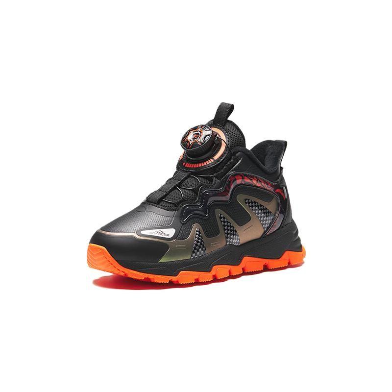 Anta Kids Knob Comfortable Fleece Warm Versatile Mid-Top Running Shoes Kids sneaker Black Orange 312349973N-5