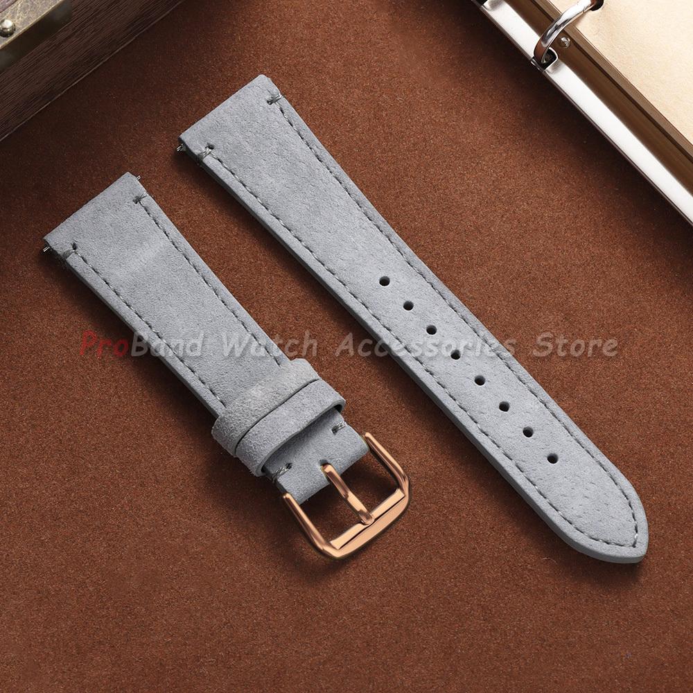 Vintage Wildleder Lederarmband 20mm 22mm Schnellverschluss Uhrenarmband für Omega für Seiko für Cartier für Tissot Goldene Schnalle Armband