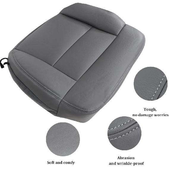 GXARTS Front Driver Side Bottom Lower Replacement Leather Seat Cover Gray #QB Compatible with Ford F150 2004 2005 2006 2007 2008