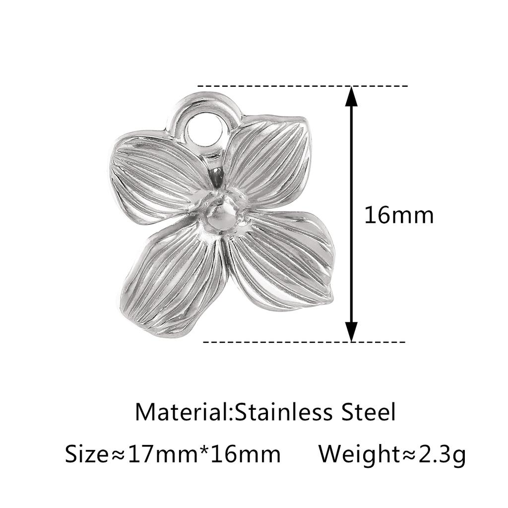 3Pcs Bowknot/Angel/Four Leaf Clover/Flower Charm Stainless Steel Pendant DIY Handmade Craft Necklace Bracelet Jewelry Making