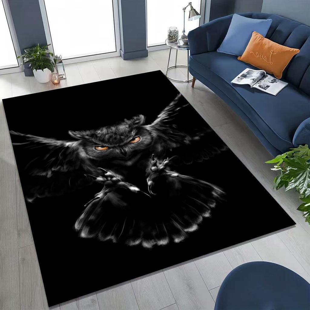 New Mysterious Owl Colorful Cartoon Birds Rug for Bedroom Living Room Sofa Home Doormat Decor,Large Kid Non-slip Floor Mat