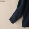 ZANZEA Women Casual Round Neck Solid Color Long Sleeve Blouse
