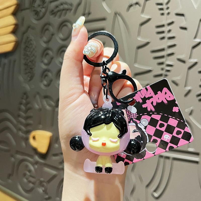 Creative Cute Electroplating Sitting Posture Keychain Girl Bag Doll Pendant Gift