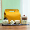 Travel tea set, ceramic express cup, one pot, three cups of tea can, tea can set, gift