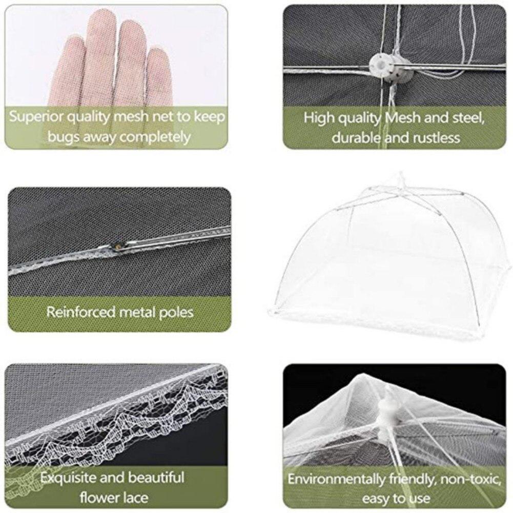 Food Cover Net Umbrella Style Anti Mosquito Meal Cover Lace Table Food Protect Cover Folded Mesh Umbrella Kitchen Accessories