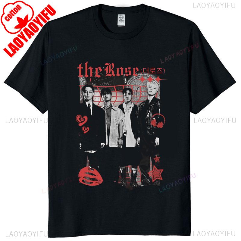The Rose Fan Meeting Graphic Tee 2025 Wrld Tour Merch Unisex Y2k Band Kpop Streetwear Concert Souvenir Tshirt