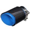 Universal Exhaust Tip Tail Throat Glossy Carbon Fiber Blue Pipe Straight 2.1in Inlet 4in Single