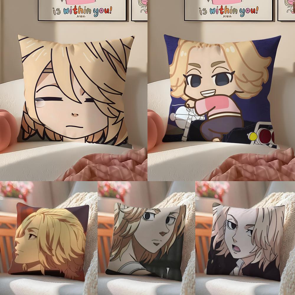 Anime intense Tokyo Revengers Mikey Cushion Cover Pillowcase Short Plush Invisible zipper Room Sofa Cushion Cover