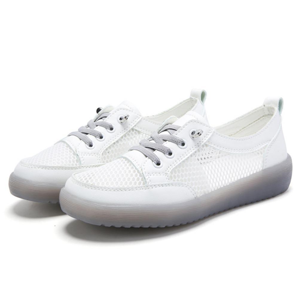 Prodyšné síťované sportovní dámské boty s plochou podrážkou na jaro a léto