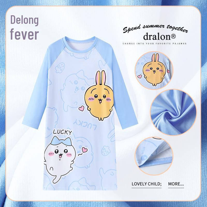 Roztomilý dětský fleecový noční košile na podzim a zimu - Teplé pyžamo s dlouhým rukávem pro dívky