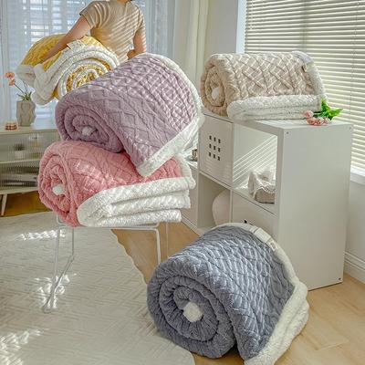 Manta de Flanela de Lã de Cordeiro Tafetá - Grossa, Quente, Cor Sólida Inverno e Manta para Sesta