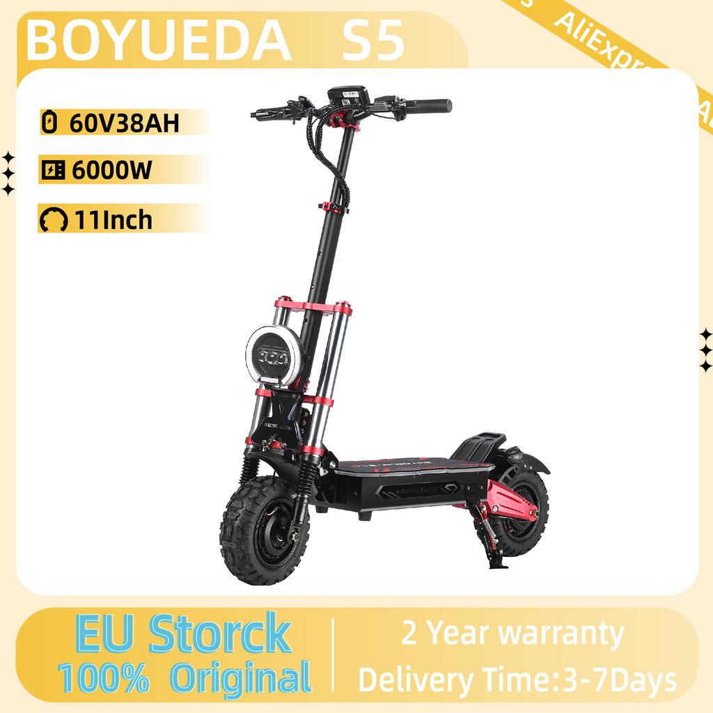 BOYUEDA S5-11 Electric Scooter 6000W Dual Motor NFC Activated App Control 60V38AH Battery Silent Tires for Urban Commuting