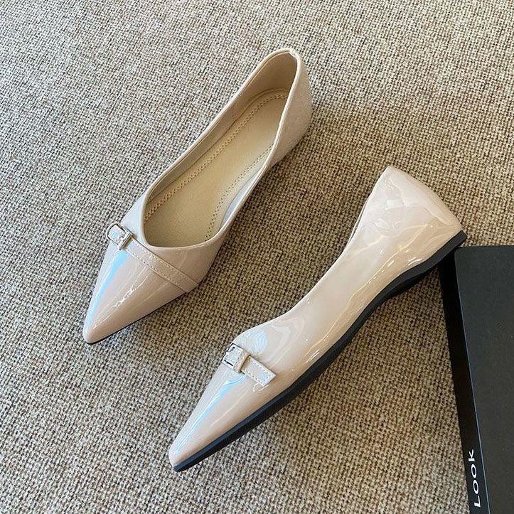 French Pointed Toe Flats For Women With Padded Pu Insole Casual Spring Footwear
