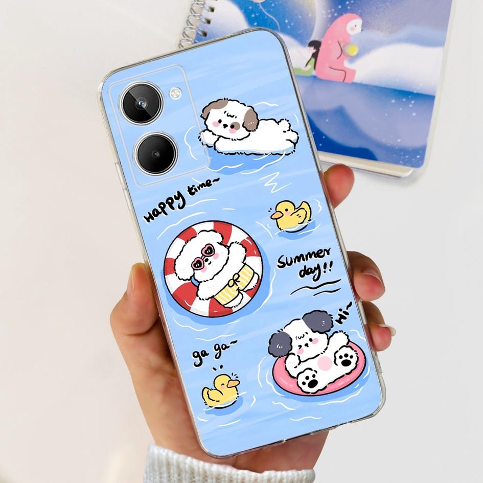 For Realme 10 Case RMX3630 Back Cover Cute Panda Cartoon Slim Soft Clear Silicone Phone Case For Realme 10 Pro Plus RMX3687 Capa