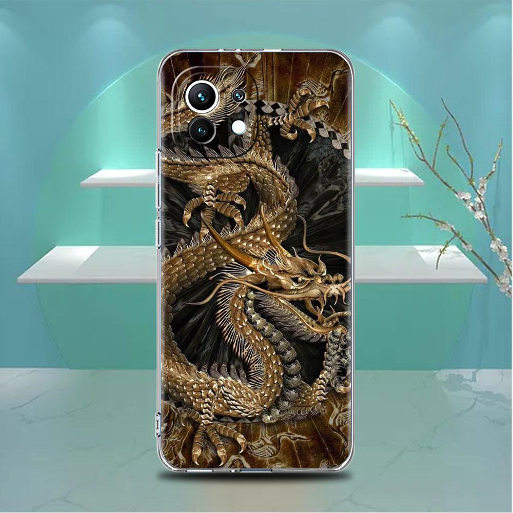 Transparente Hülle für Xiaomi Mi Poco X3 NFC M3 Pro F3 F1 11 Lite 12 Note 10 11T 9T Transparente Handyhülle Tier Drache