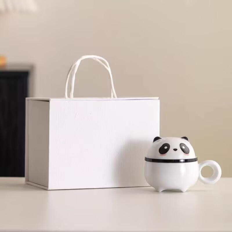 Guochao Panda Tea Cup Tea Separation Cup Ceramic Filter Water Cup With Lid Special Personal