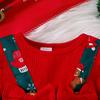 Children's Ribbed Long Sleeve Bow Christmas Dress for Girls