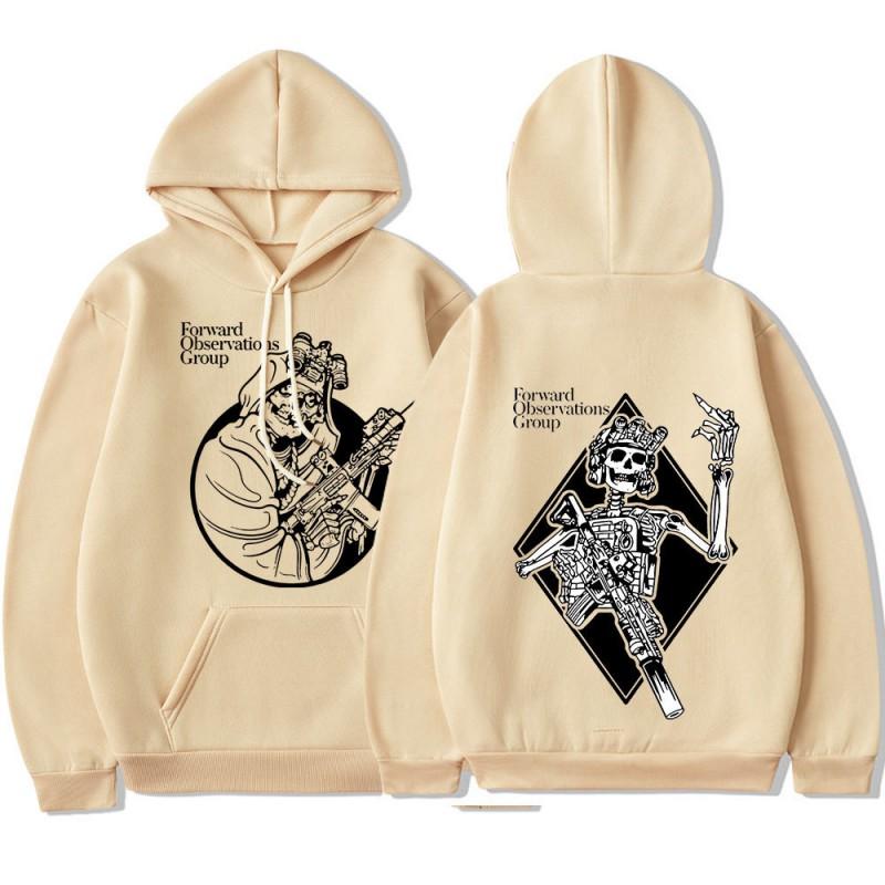 Punk Skeleton Graphic Hoodie Men Streetwear Casual Long Sleeve Pullover Hooded Sweatshirt