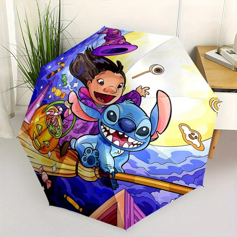 

1pc Halloween Lilo & Stitch Automatic 3-Fold Cartoon Umbrella Design, Cute Cartoon Pattern, Portable Outdoor Umbrella, Perfect, Holiday Gift