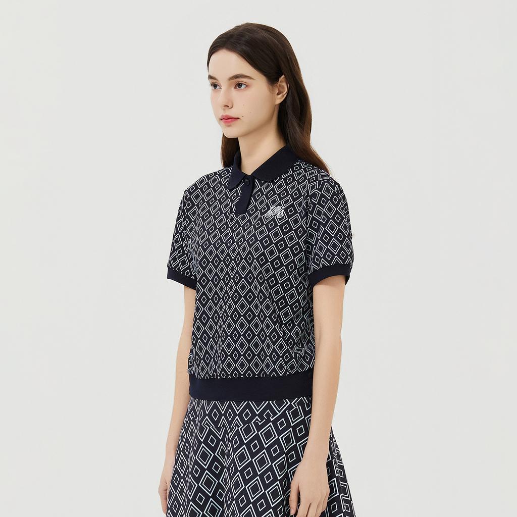 MARTINE GOLF Dtp Collar Half Polo Shirts_Navy