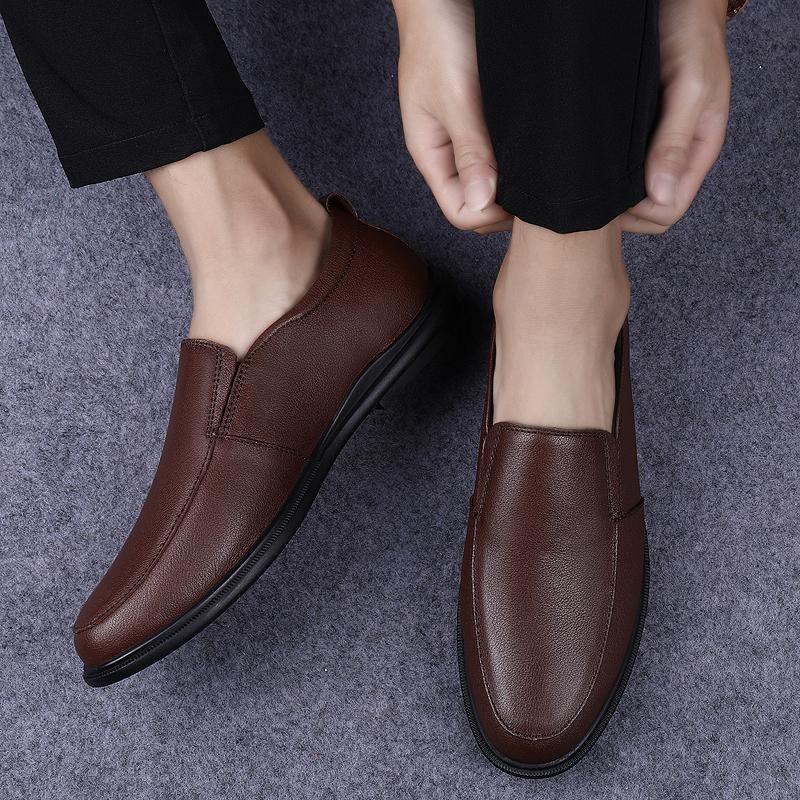 Herresko Casual Ekte Lær Slip-on Komfortable Herre Svarte Flats Herre Kjøresko Stor Størrelse