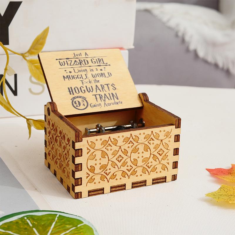 Hogwarts Hand-Cranked Retro Carved Wooden Music Box