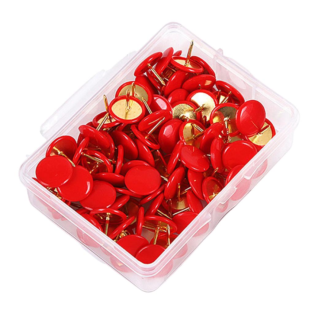 100pcs Colored Flat Thumb Tacks Roundness Plastic and Metal Flat Thumb Tacks for Office School & Personal Use