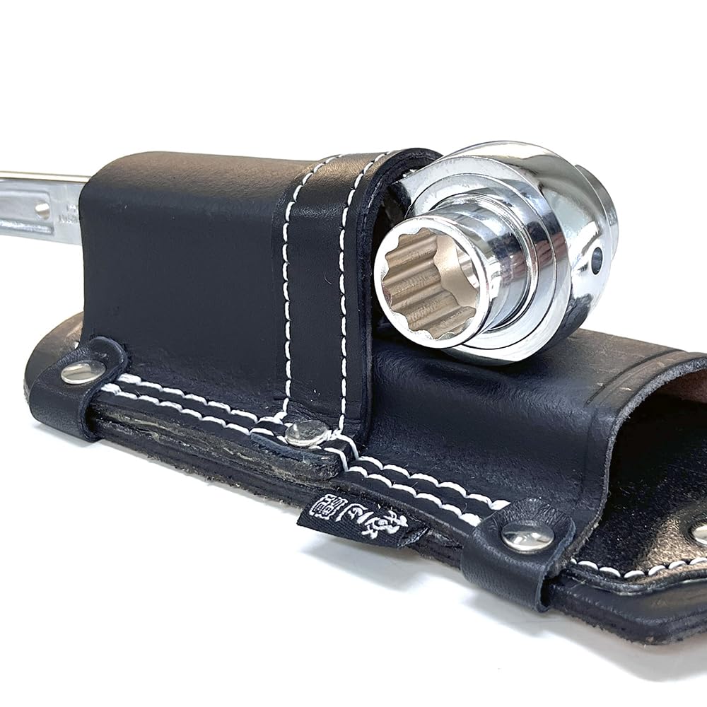 Besttool Gokusho Black Leather Ratchet and Adjustable Wrench Made in Japan of split leather that blends in well with your tools for easy Holder,