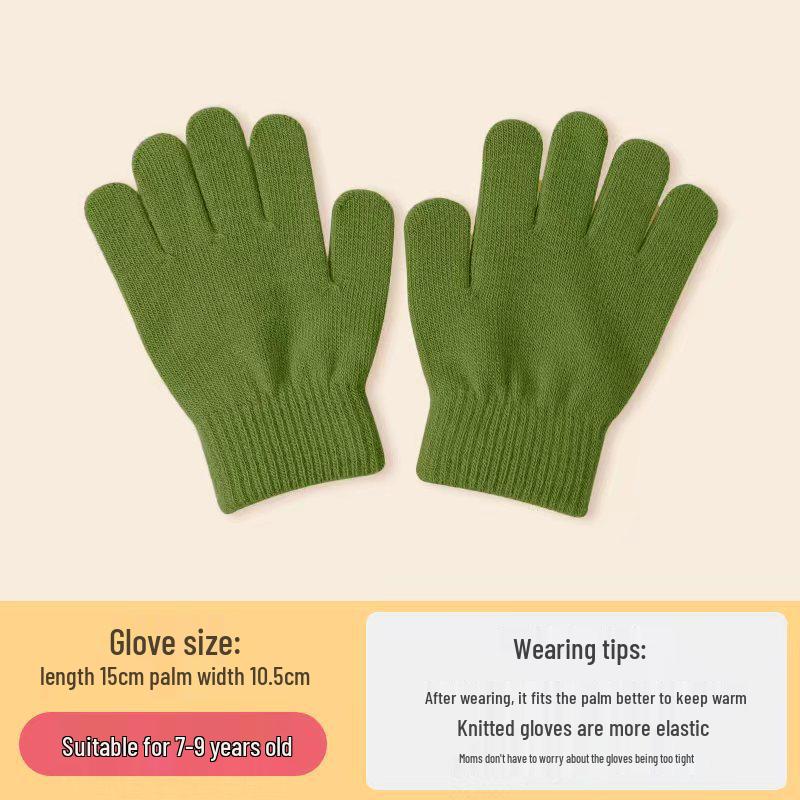 

Детские вязаные зимние перчатки конфетных цветов - Теплые, тонкие, пятипалые, для мальчиков и девочек One Size