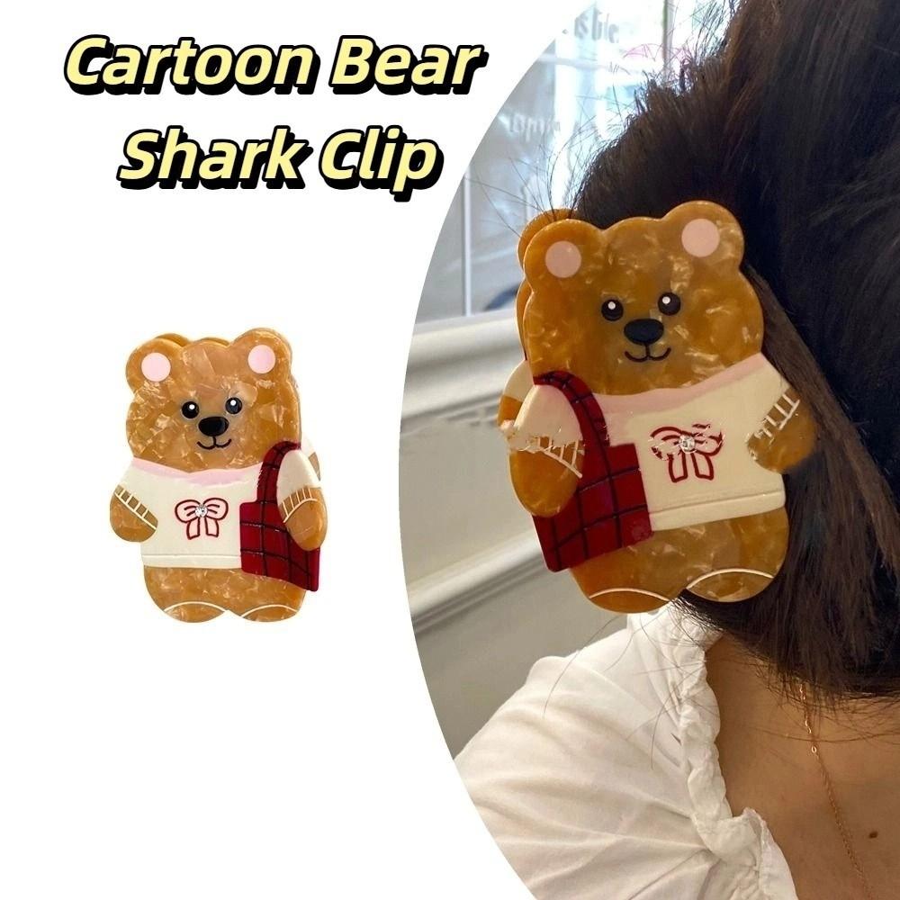 Korean Style Cute Hair Carb Clip Acetic Acid Small Hair Claw Lovely Cartoon Bear Shark Clip  Female