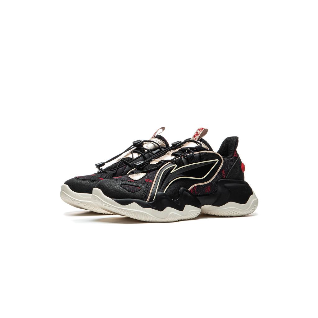 Li Ning Kids Sports Lifestyle Series Color Block Fashion Classic Antibacterial Casual Shoes Kids Casual Shoes Black YKCQ198-27