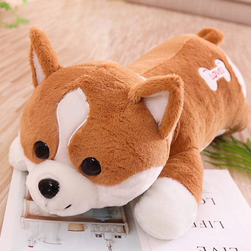 

Кукла корги сиба-ину спит с подушкой куклы на кровати кукла милая собака плюшевые игрушки 55Cm