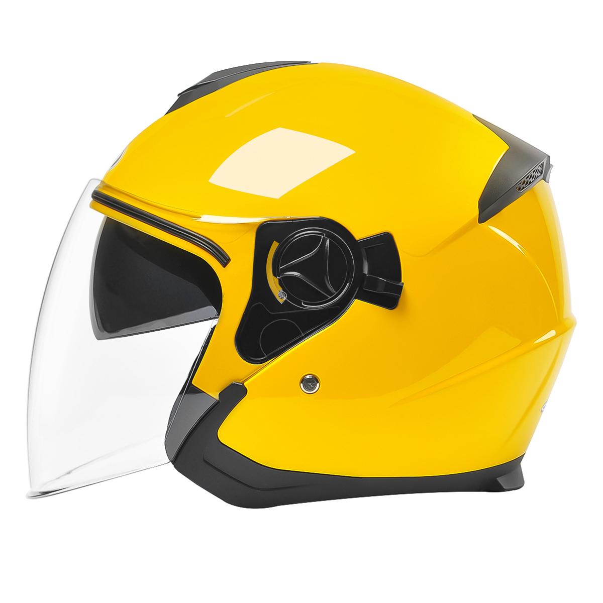 

Мотоциклетные полушлемы Летние мото-шлемы для мотокросса для мужчин и женщин Двойные линзы для электромобилей Шлемы свободного размера жёлтый